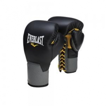 Перчатки тренировочные Everlast на шнуровке Pro Leather Laced 14oz чёрный 591401